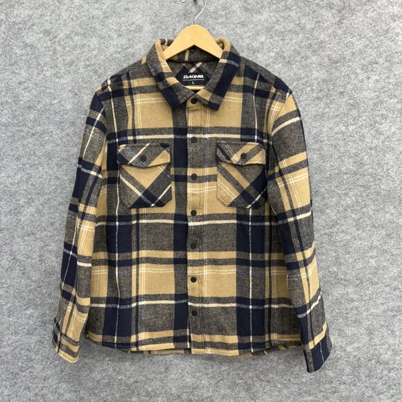 DAKINE Men's Shirt Jacket, Plush Fleece Soft Shell, 2 Pockets Tan Plaid, L, NEW - Picture 1 of 12